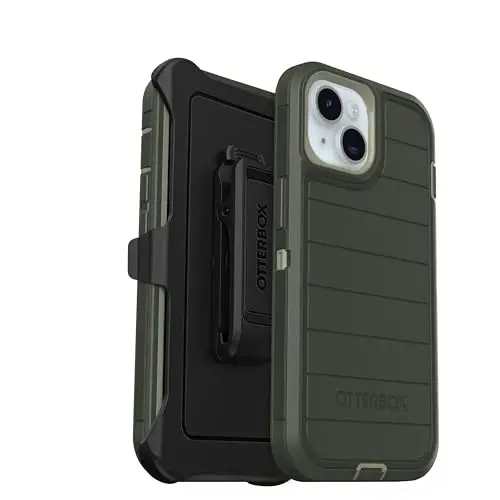 OtterBox iPhone 15, iPhone 14 va iPhone 13 (faqat) Defender Series Case - Lichen The Trek (Yashil) - Bardoshli va chidamli - Port himoyasi bilan - G'ilof qisqichi kiritilgan - Mikroblarga qarshi himoya - 6