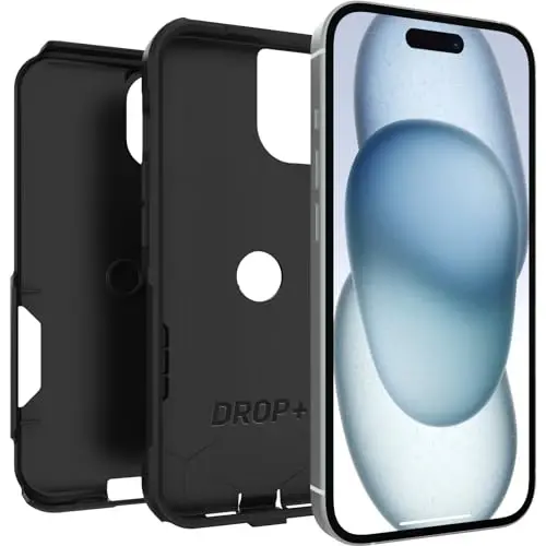 OtterBox iPhone 16e, 15, 14, & 13 Commuter Series Case - Black, Slim & Tough, Pocket-Friendly, with Port Protection - 3