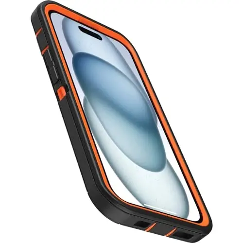 OtterBox iPhone 15, iPhone 14, and iPhone 13 Defender Series Case - Realtree Edge (Blaze Orange/Black/RT Edge), Rugged & Durable, with Port Protection, Includes Holster Clip Kickstand - 3