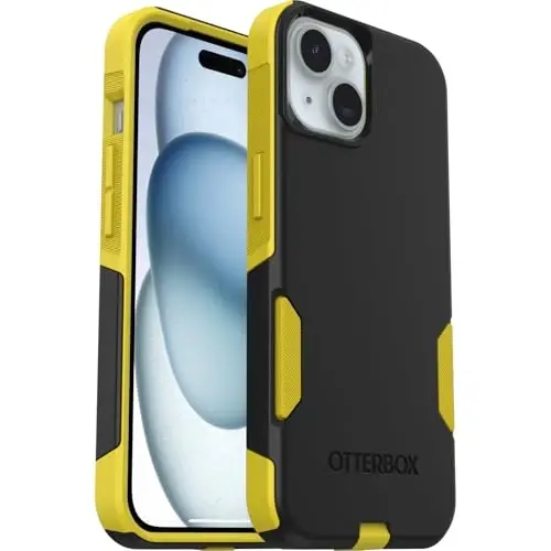 OtterBox iPhone 15, iPhone 14, & iPhone 13 (Only) - Commuter Series Case - Night (Black & Yellow) - Slim & Tough - Pocket-Friendly - with Port Protection - Non-Retail Packaging 