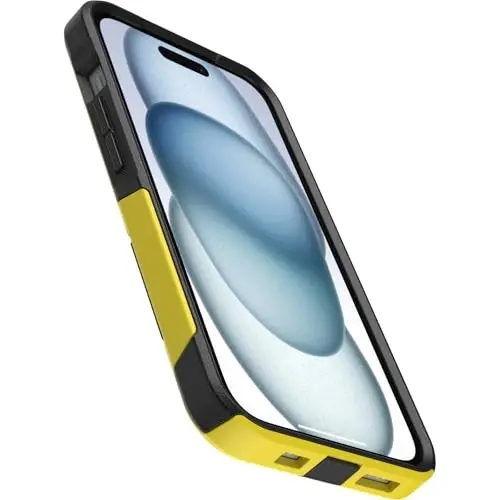 OtterBox iPhone 15, iPhone 14, & iPhone 13 (Only) - Commuter Series Case - Night (Black & Yellow) - Slim & Tough - Pocket-Friendly - with Port Protection - Non-Retail Packaging - 4