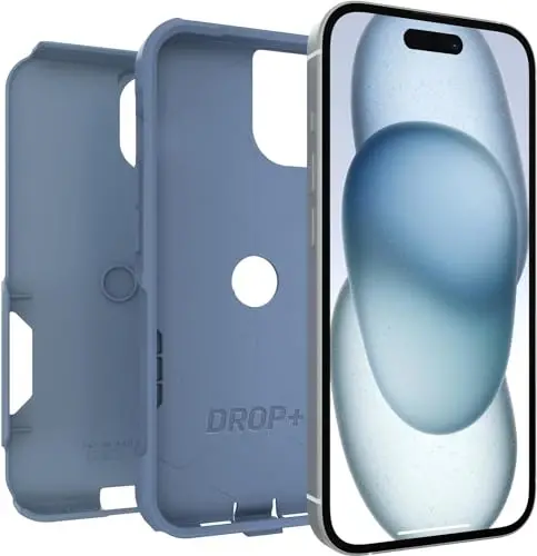 OtterBox iPhone 15, iPhone 14, & iPhone 13 (Only) - Commuter Series Case - Crisp Denim (Blue) - Slim & Tough - Pocket-Friendly - with Port Protection - Non-Retail Packaging - 5