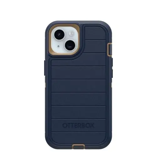 OtterBox iPhone 15, iPhone 14, & iPhone 13 (Only) Defender Series Case - Blue Suede Shoes - Screenless - Rugged & Durable - with Port Protection - Holster Clip Includes - Microbial Defense Protection - 2
