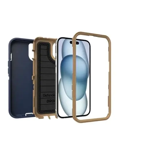 OtterBox iPhone 15, iPhone 14, & iPhone 13 (Only) Defender Series Case - Blue Suede Shoes - Screenless - Rugged & Durable - with Port Protection - Holster Clip Includes - Microbial Defense Protection - 4