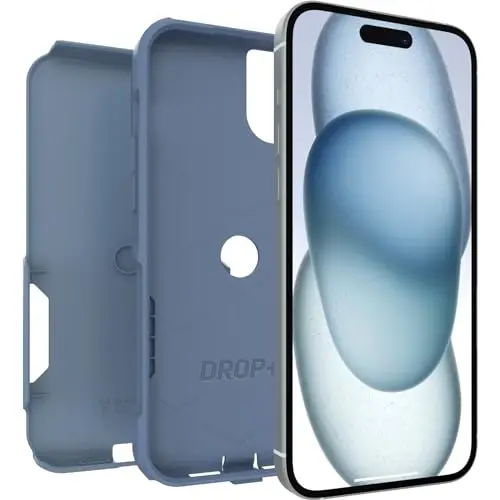 OtterBox iPhone 15 Plus and iPhone 14 Plus Commuter Series Case - Crisp Denim (Blue), Slim & Tough, Pocket-Friendly, with Port Protection - 4