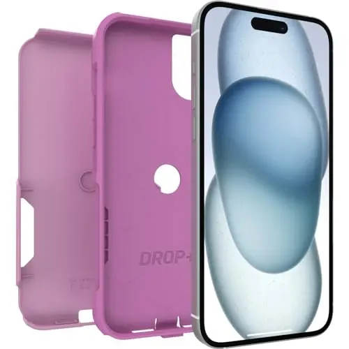 OtterBox iPhone 15 Plus and iPhone 14 Plus Commuter Series Case - Run Wildflower (Pink), Slim & Tough, Pocket-Friendly, with Port Protection - 4