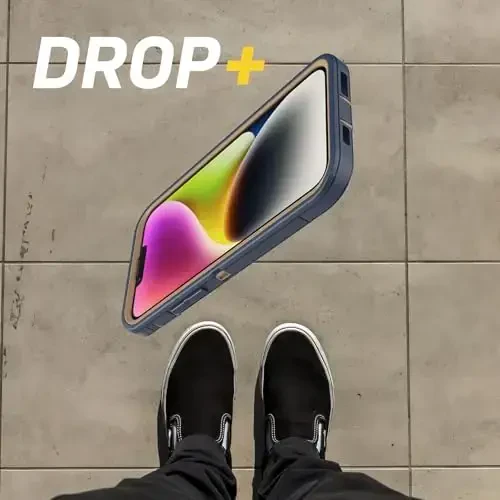 OtterBox iPhone 15 Plus and iPhone 14 Plus Defender Series Pro Case - Blue Suede Shoes (Blue), screenless, Rugged & Durable, with Port Protection, Includes Holster Clip Kickstand - 6