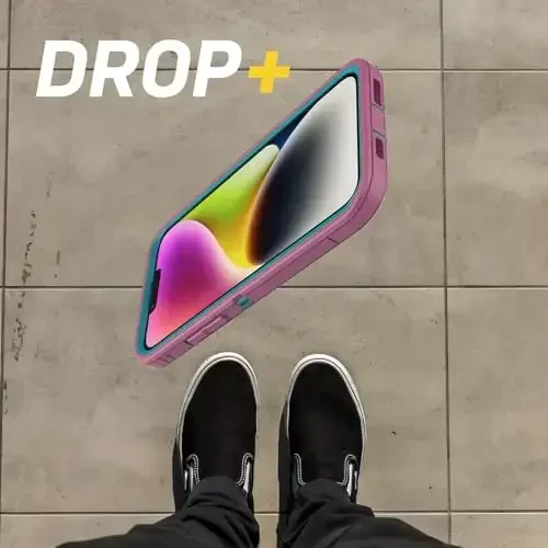 OtterBox iPhone 15 Plus and iPhone 14 Plus Defender Series Pro Case - Canyon Sun (Pink), screenless, Rugged & Durable, with Port Protection, Includes Holster Clip Kickstand - 6