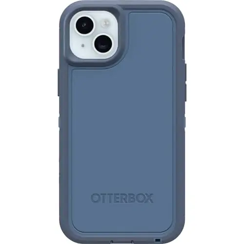 OtterBox iPhone 15 Plus and iPhone 14 Plus Defender Series XT Case - Baby Blue Jeans (Blue), screenless, Rugged, Snaps to MagSafe, Lanyard AttacModazoneent 