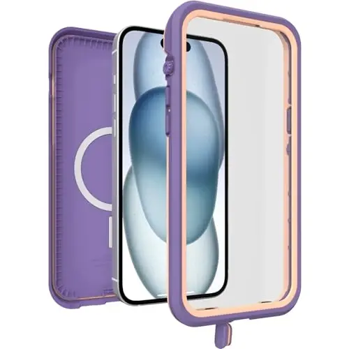 OtterBox iPhone 15 Plus and iPhone 14 Plus FRĒ Series Waterproof Case with MagSafe (Designed by LifeProof) - RULE OF PLUM (Purple), waterproof, 60% recycled plastic, sleek and stylish - 4
