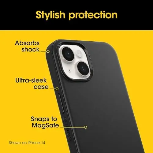 OtterBox iPhone 15 Plus and iPhone 14 Plus (ONLY) Symmetry Series+ Case - Black, Snaps to MagSafe, Ultra-Sleek, Raised Edges Protect Camera & Screen - Non-Retail Packaging - 3