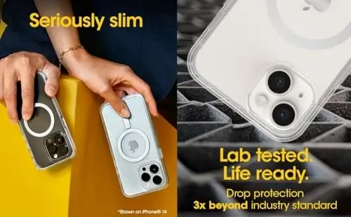 OtterBox iPhone 15 Plus and iPhone 14 Plus (ONLY) Symmetry Series+ Case - Stardust, Snaps to MagSafe, Ultra-Sleek, Raised Edges Protect Camera & Screen - Non-Retail Packaging - 4