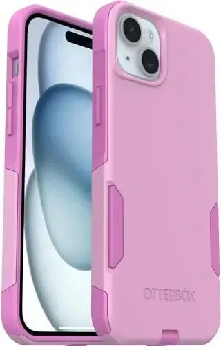 OtterBox iPhone 15 Plus & iPhone 14 Plus (Only) - Commuter Series Case - Run Wildflower (Pink) - Slim & Tough - Pocket-Friendly - with Port Protection - Non-Retail Packaging - 1