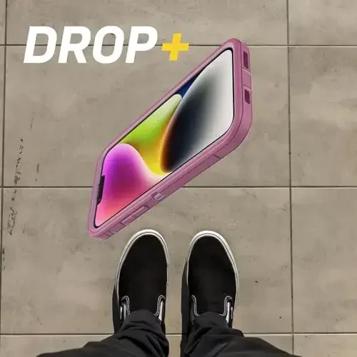 OtterBox iPhone 15 Plus & iPhone 14 Plus (Only) - Defender Series Case - Morning Sky (Pink) - Case Only - Screenless - Rugged & Durable - with Port Protection - Microbial Defense Protection - 5