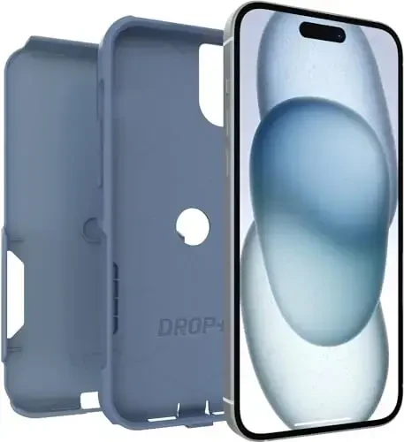 OtterBox iPhone 15 Plus & iPhone 14 Plus (Only) - Commuter Series Case - Crisp Denim (Blue) - Slim & Tough - Pocket-Friendly - with Port Protection - Non-Retail Packaging - 6
