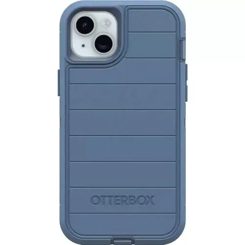OtterBox iPhone 15 Plus & iPhone 14 Plus (Only) - Defender Series Case - Baby Blue Jeans (Blue) - Case Only - Screenless - Rugged & Durable - with Port Protection - Microbial Defense Protection 