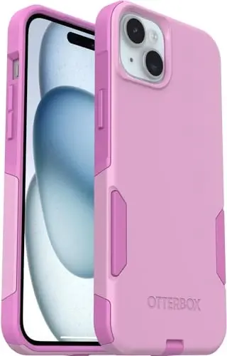 OtterBox iPhone 15 Plus & iPhone 14 Plus (Only) - Commuter Series Case - Run Wildflower (Pink) - Slim & Tough - Pocket-Friendly - with Port Protection - Non-Retail Packaging 