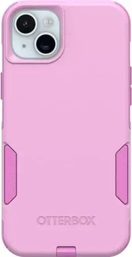 OtterBox iPhone 15 Plus & iPhone 14 Plus (Only) - Commuter Series Case - Run Wildflower (Pink) - Slim & Tough - Pocket-Friendly - with Port Protection - Non-Retail Packaging - 3