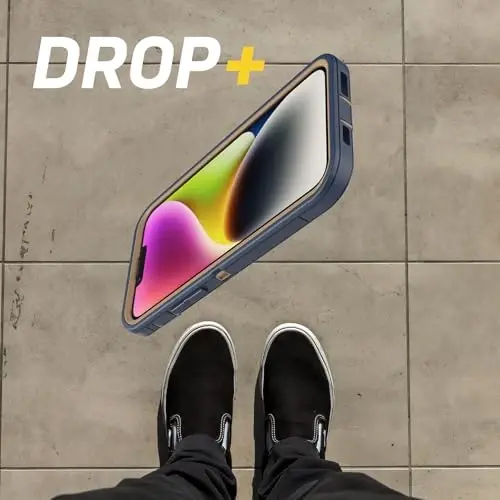 OtterBox iPhone 15 Plus va iPhone 14 Plus Defender Series Pro Case - Blue Suede Shoes (Moviy), ekransiz, mustahkam va bardoshli, portni himoya qilish bilan, qistirgichli g'ilofni o'z ichiga oladi - 6