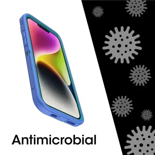 OtterBox iPhone 15 Plus va iPhone 14 Plus Defender Series Pro Case - RAIN Check (Ko'k), ekransiz, mustahkam va chidamli, port himoyasi bilan, qistirgichli g'ilof osti bilan birga - 10