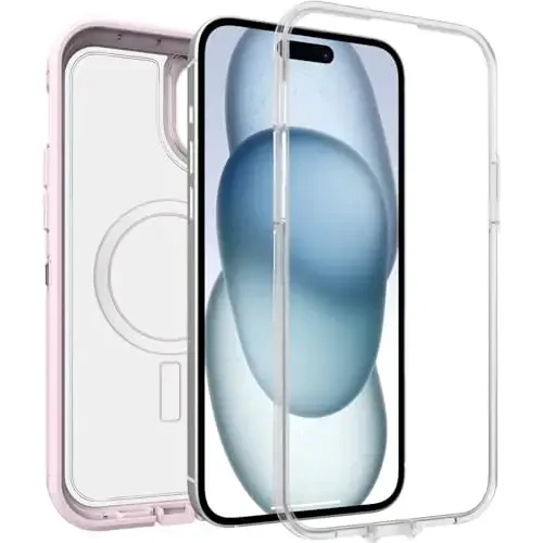 OtterBox iPhone 15 Plus va iPhone 14 Plus Defender Series XT Clear Case - Mountain Frost (Shaffof), ekransiz, mustahkam, MagSafe-ga biriktiriladi, Lanyard AttacModazoneent - 4
