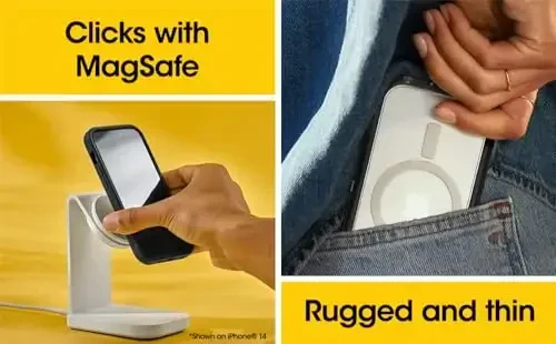 OtterBox iPhone 15 Plus va iPhone 14 Plus Defender Series XT g'ilofi MagSafe bilan, ekransiz, mustahkam - Chakana qadoqsiz - Shaffof/Pushti - 8