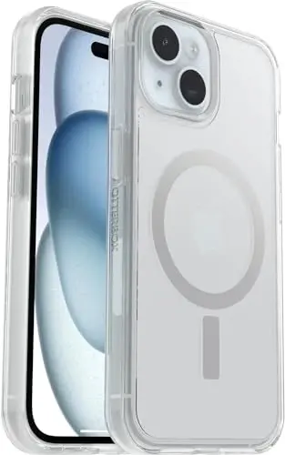 OtterBox iPhone 15 Plus va iPhone 14 Plus (FAQAT) Symmetry Series+ Gʻilofi - Shaffof, MagSafe ga oʻrnatiladi, Ultra-Yumshoq, Koʻtarilgan Qirralar Kamera va Ekranni Himoya Qiladi - Chakana Sotuv Qutisi Emas 