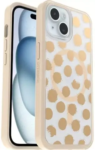 OtterBox iPhone 15 Plus va iPhone 14 Plus (FAQAT) Symmetry Series+ G'ilofi - Tiniq/Jigarrang, MagSafe'ga ulanadi, o'ta silliq, ko'tarilgan qirralar kamera va ekranni himoya qiladi - Chakana qadoqlashsiz 