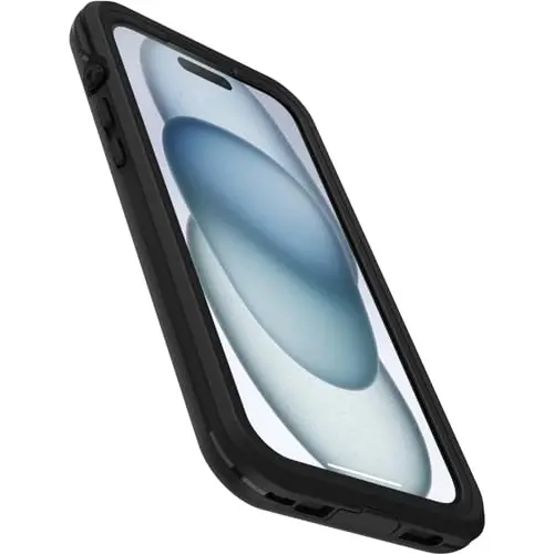 OtterBox iPhone 15 Plus ва iPhone 14 Plus FRĒ серии сув ўтказувчи қопчаси MagSafe билан (LifeProof томонидан ишланган) - BLACK, сув ўтказувчи, 60% қайта ишланган пластик, силлиқ ва мунтазам - 3