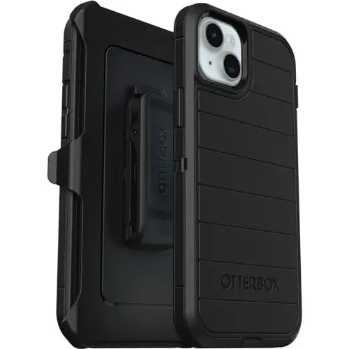 OtterBox iPhone 15 Plus and iPhone 14 Plus Defender Series Pro Case - Black, screenless, Rugged & Durable, with Port Protection, Includes Holster Clip Kickstand - 1