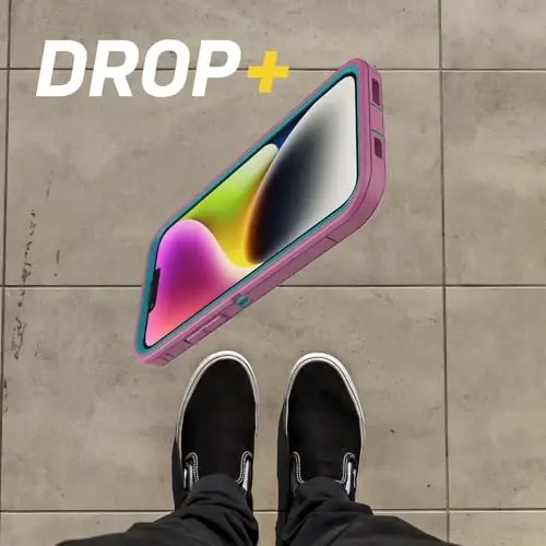 OtterBox iPhone 15 Plus and iPhone 14 Plus Defender Series Pro Case - Canyon Sun (Pink), screenless, Rugged & Durable, with Port Protection, Includes Holster Clip Kickstand - 10