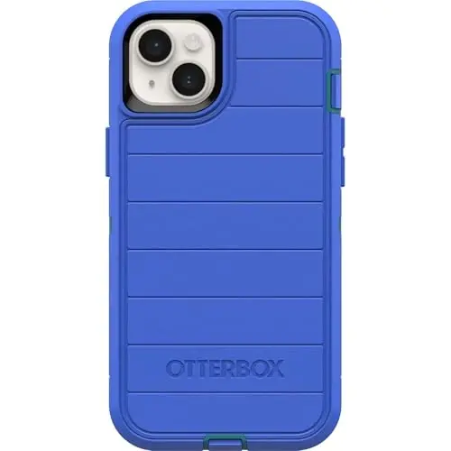 OtterBox iPhone 15 Plus and iPhone 14 Plus Defender Series Pro Case - RAIN Check (Blue), screenless, Rugged & Durable, with Port Protection, Includes Holster Clip Kickstand - 3
