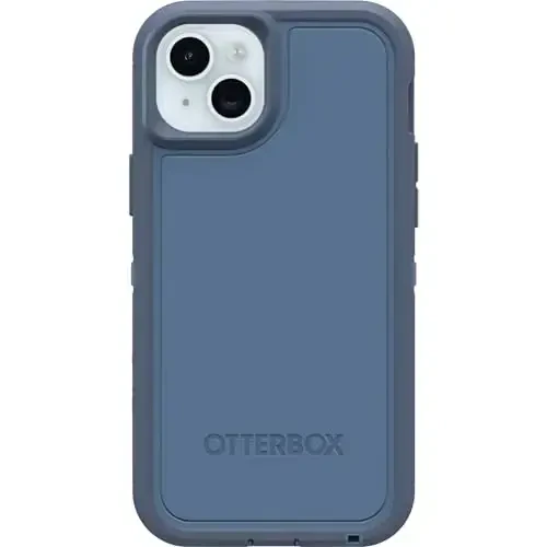OtterBox iPhone 15 Plus and iPhone 14 Plus Defender Series XT Case - Baby Blue Jeans (Blue), screenless, Rugged, Snaps to MagSafe, Lanyard AttacModazoneent - OTTERBOX