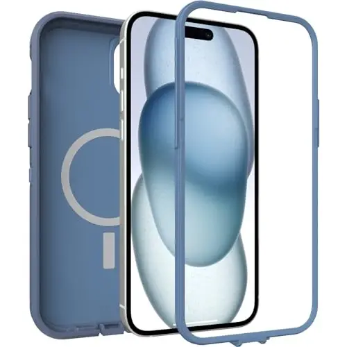OtterBox iPhone 15 Plus and iPhone 14 Plus Defender Series XT Case - Baby Blue Jeans (Blue), screenless, Rugged, Snaps to MagSafe, Lanyard AttacModazoneent - 4