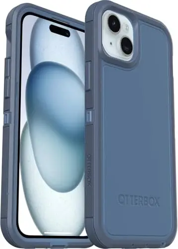 OtterBox iPhone 15 Plus and iPhone 14 Plus Defender Series XT Case with MagSafe, Screenless, Rugged - Non-Retail Packaging - Baby Blue Jeans - 1