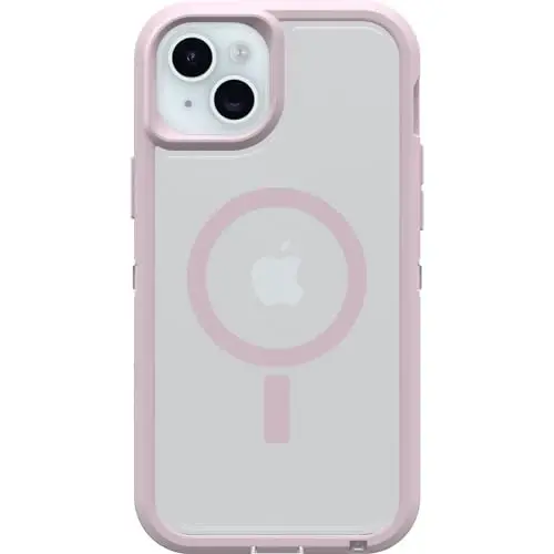 OtterBox iPhone 15 Plus and iPhone 14 Plus Defender Series XT Clear Case - Mountain Frost (Clear), screenless, Rugged, Snaps to MagSafe, Lanyard AttacModazoneent 