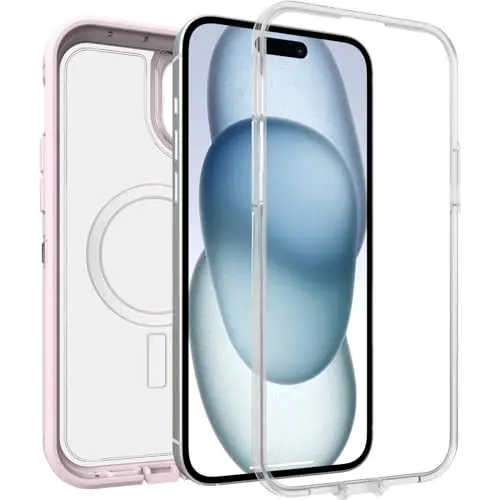 OtterBox iPhone 15 Plus and iPhone 14 Plus Defender Series XT Clear Case - Mountain Frost (Clear), screenless, Rugged, Snaps to MagSafe, Lanyard AttacModazoneent - 4