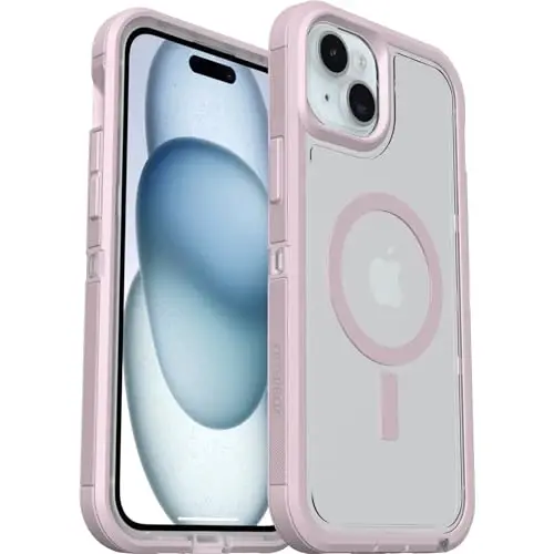 OtterBox iPhone 15 Plus and iPhone 14 Plus Defender Series XT Clear Case - Mountain Frost (Clear), screenless, Rugged, Snaps to MagSafe, Lanyard AttacModazoneent - 5