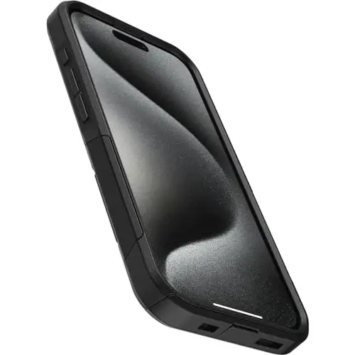 OtterBox iPhone 15 Pro (faqat) Commuter Seriyali sumkasi - Qora, Yupqa va bardoshli, cho'ntak do'stona, portlarni himoya qiladigan - 2