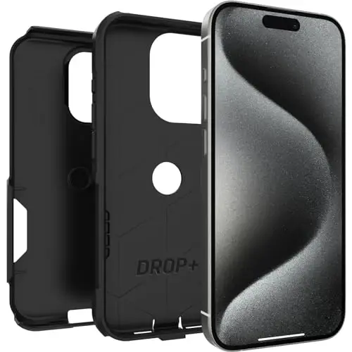 OtterBox iPhone 15 Pro (faqat) Commuter Seriyali sumkasi - Qora, Yupqa va bardoshli, cho'ntak do'stona, portlarni himoya qiladigan - 3