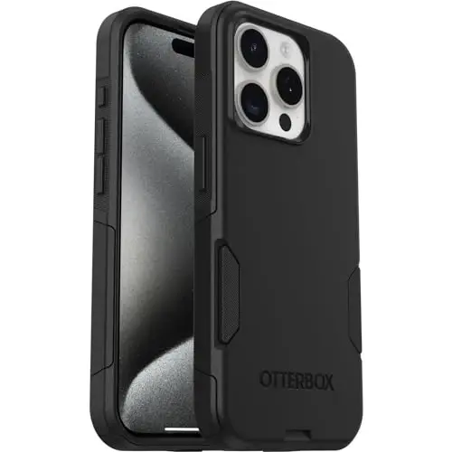 OtterBox iPhone 15 Pro (faqat) Commuter Seriyali sumkasi - Qora, Yupqa va bardoshli, cho'ntak do'stona, portlarni himoya qiladigan - 4