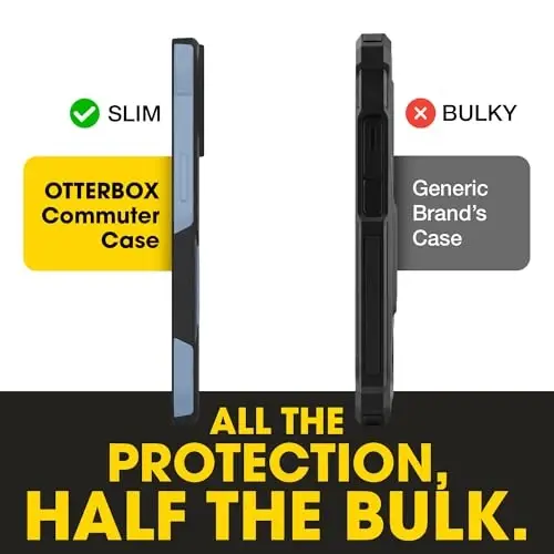 OtterBox iPhone 15 Pro Max Commuter Series MagSafe Case - Black & Blue | 3X MIL Drop Protection - Dual-Layer Shockproof Design - Pocket-Friendly - Raised Edges - Port Covers - 4