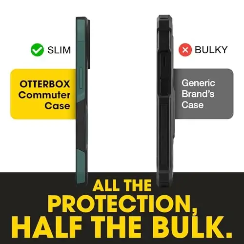 OtterBox iPhone 15 Pro Max Commuter Series MagSafe Case - Black & Green | 3X MIL Drop Protection - Dual-Layer Shockproof Design - Pocket-Friendly - Raised Edges - Port Covers - 5