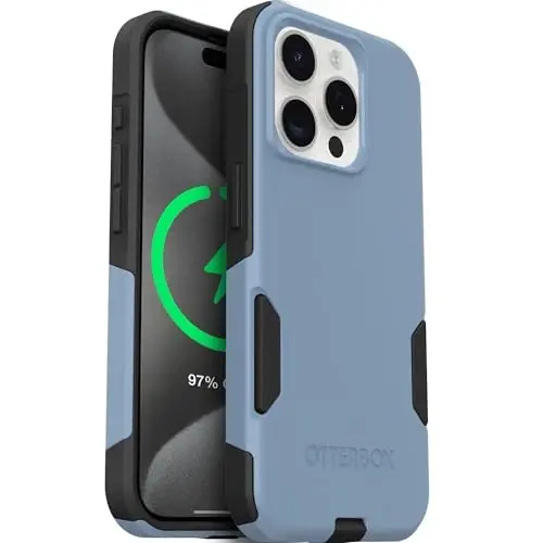 OtterBox iPhone 15 Pro Max Commuter Series MagSafe Case - Blue & Black | 3X MIL Drop Protection - Dual-Layer Shockproof Design - Pocket-Friendly - Raised Edges - Port Covers - 1