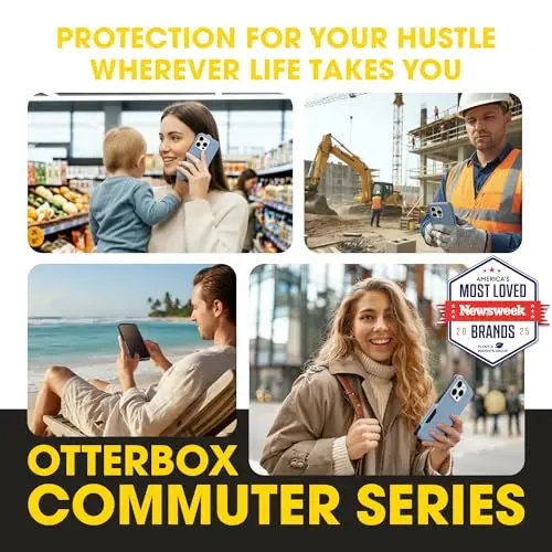 OtterBox iPhone 15 Pro Max Commuter Series MagSafe Case - Blue & Black | 3X MIL Drop Protection - Dual-Layer Shockproof Design - Pocket-Friendly - Raised Edges - Port Covers - 4