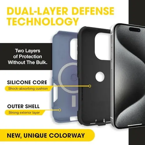 OtterBox iPhone 15 Pro Max Commuter Series MagSafe Case - Blue & Black | 3X MIL Drop Protection - Dual-Layer Shockproof Design - Pocket-Friendly - Raised Edges - Port Covers - OTTERBOX (1)