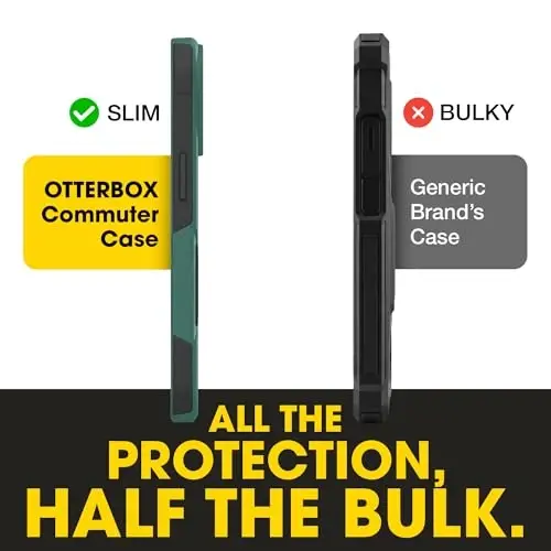 OtterBox iPhone 15 Pro Max Commuter Series MagSafe Case - Green & Black | 3X MIL Drop Protection - Dual-Layer Shockproof Design - Pocket-Friendly - Raised Edges - Port Covers - 4