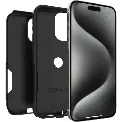 OtterBox iPhone 15 Pro MAX (Only) Commuter Series Case - Black, Slim & Tough, Pocket-Friendly, with Port Protection - 4