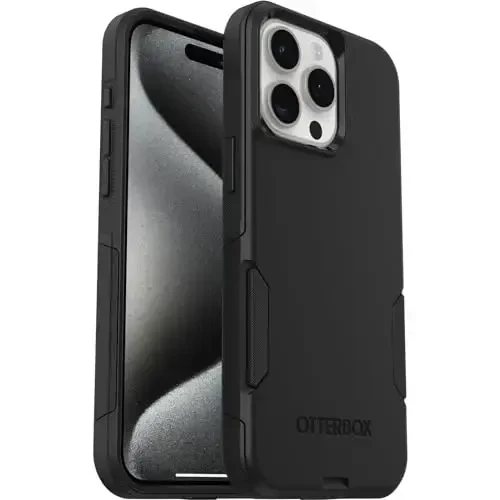 OtterBox iPhone 15 Pro MAX (Only) Commuter Series Case - Black, Slim & Tough, Pocket-Friendly, with Port Protection - 5