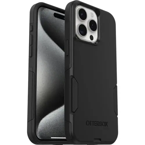 OtterBox iPhone 15 Pro MAX (Only) Commuter Series Case - Black, Slim & Tough, Pocket-Friendly, with Port Protection - 5